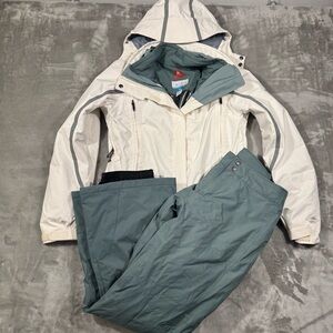 Columbia Womens M Jacket & Pants Titanium Interchange Omni-Tech White Green
